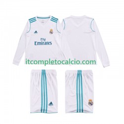 Maglia Real Madrid 2017 2018 Retro Divisa Home Manica Lunga ,Bambino