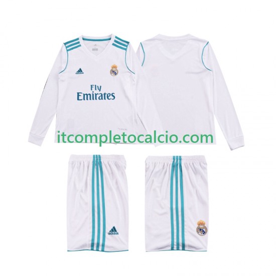 Maglia Real Madrid 2017 2018 Retro Divisa Home Manica Lunga ,Bambino