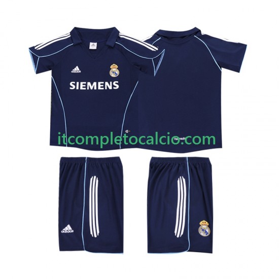 Maglia Real Madrid 2005 Retro Divisa Away 2006 Manica Corta ,Bambino