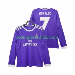 Maglia Real Madrid Cristiano Ronaldo 7 2016 2017 Retro Divisa Away Manica Lunga ,Uomo