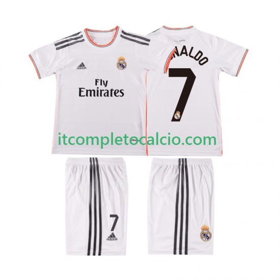 Maglia Real Madrid Cristiano Ronaldo 7 2013 2014 Retro Divisa Home Manica Corta ,Bambino