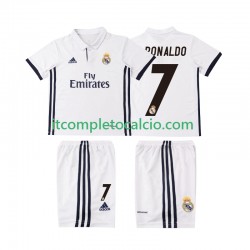 Maglia Real Madrid Cristiano Ronaldo 7 2016 2017 Retro Divisa Home Manica Corta ,Bambino