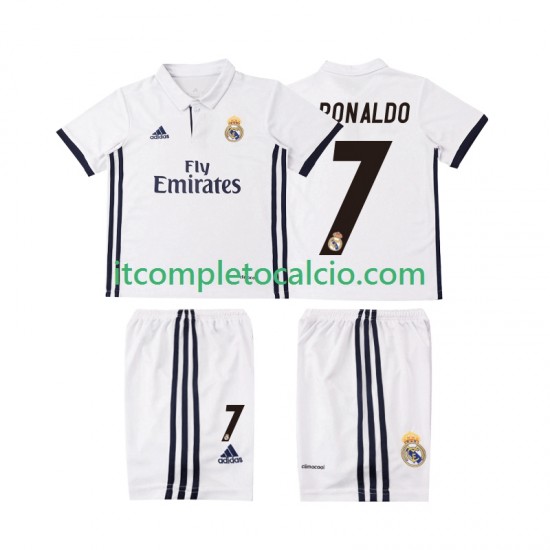 Maglia Real Madrid Cristiano Ronaldo 7 2016 2017 Retro Divisa Home Manica Corta ,Bambino
