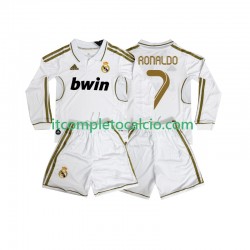 Maglia Real Madrid Cristiano Ronaldo 7 2012 Retro Divisa Home 2011 Manica Lunga ,Bambino