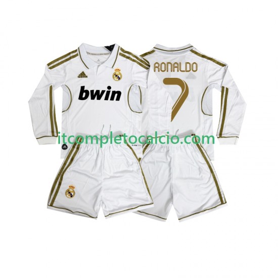 Maglia Real Madrid Cristiano Ronaldo 7 2012 Retro Divisa Home 2011 Manica Lunga ,Bambino