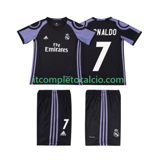 Maglia Real Madrid Cristiano Ronaldo 7 2016 2017 Retro Terza Divisa Manica Corta ,Bambino