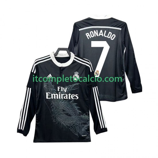 Maglia Real Madrid Cristiano Ronaldo 7 2014 2015 Retro Terza Divisa Manica Lunga ,Uomo