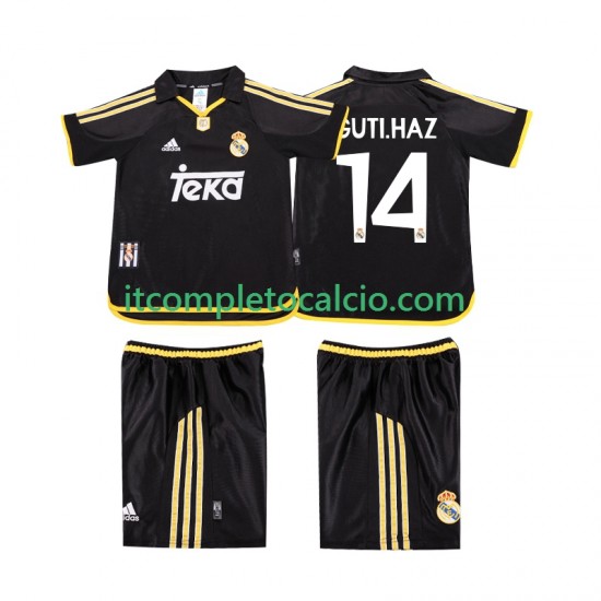 Maglia Real Madrid GUTI.HAZ 14 2001 Retro Divisa Away 1999 Manica Corta ,Bambino