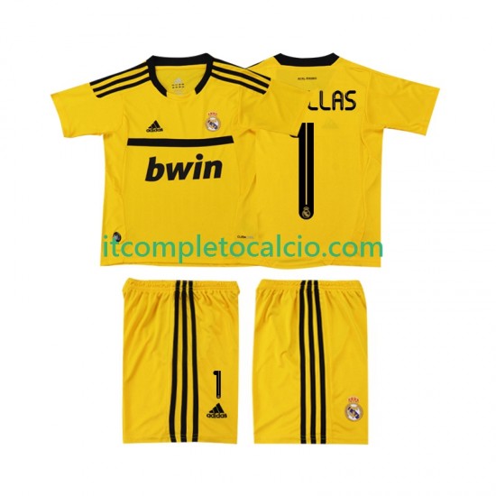 Maglia Real Madrid CASILLAS 1 2012 Portiere Retro Divisa Home 2011 Manica Corta ,Bambino