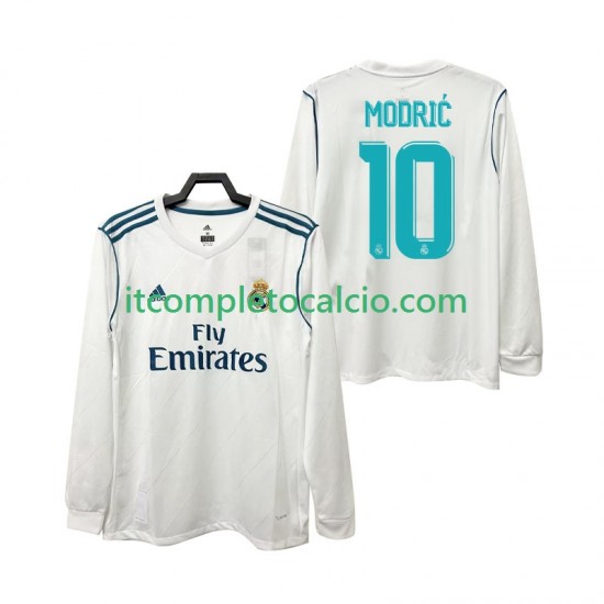 Maglia Real Madrid Modrić 10 2017 2018 Retro Divisa Home Manica Lunga ,Uomo