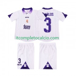 Maglia Real Madrid R CARLOS 3 1997 Retro Divisa Home 1998 Manica Corta ,Bambino