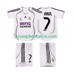 Maglia Real Madrid RAUL 7 2007 Retro Divisa Home 2006 Manica Corta ,Bambino
