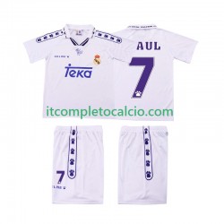 Maglia Real Madrid RAUL 7 1996 Retro Divisa Home 1994 Manica Corta ,Bambino
