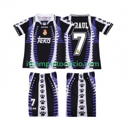 Maglia Real Madrid RAUL 7 1997 Retro Terza Divisa 1998 Manica Corta ,Bambino