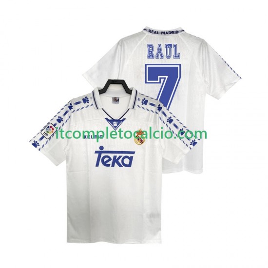 Maglia Real Madrid RAUL 7 1996 1997 Retro Divisa Home Manica Corta ,Uomo