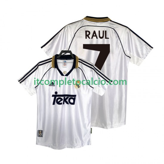 Maglia Real Madrid RAUL 7 2000 Retro Divisa Home 1998 Manica Corta ,Uomo