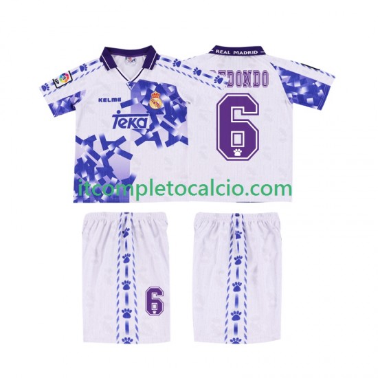 Maglia Real Madrid REDONDO 6 1996 1997 Retro Terza Divisa Manica Corta ,Bambino