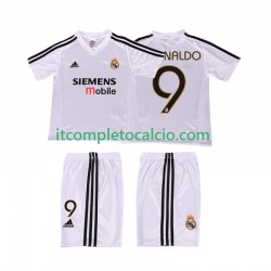 Maglia Real Madrid RONALDO 9 5 Retro Divisa Home 2004 2002 Manica Corta ,Bambino