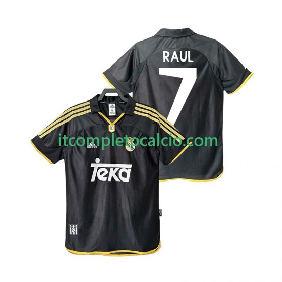 Maglia Real Madrid Raul 7 2001 Retro Divisa Away 1999 Manica Corta ,Uomo