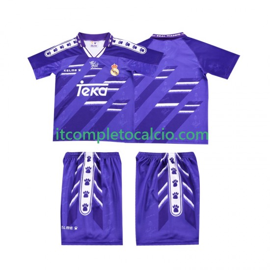 Maglia Real Madrid 1996 Retro Divisa Away 1994 Manica Corta ,Bambino