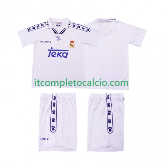 Maglia Real Madrid 1996 Retro Divisa Home 1994 Manica Corta ,Bambino
