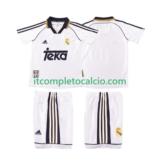 Maglia Real Madrid 2000 Retro Divisa Home 1998 Manica Corta ,Bambino