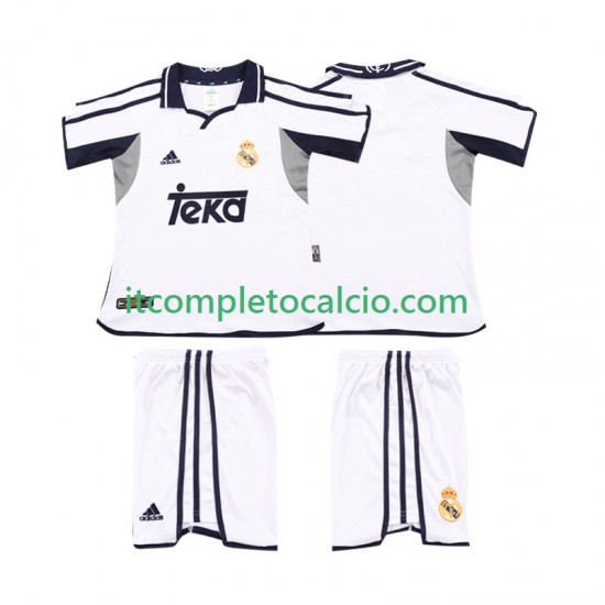 Maglia Real Madrid 2001 Retro Divisa Home 2002 Manica Corta ,Bambino