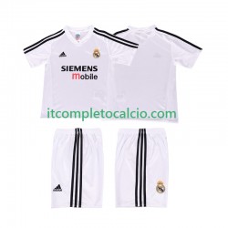 Maglia Real Madrid 5 Retro Divisa Home 2004 2002 Manica Corta ,Bambino
