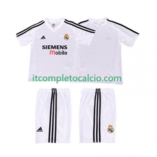 Maglia Real Madrid 5 Retro Divisa Home 2004 2002 Manica Corta ,Bambino