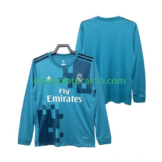 Maglia Real Madrid 2017 2018 Retro Terza Divisa Manica Lunga ,Uomo