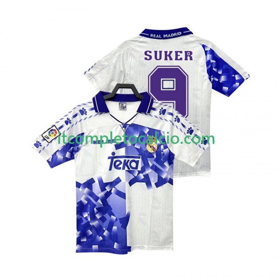 Maglia Real Madrid SUKER 9 1996 1997 Retro Terza Divisa Manica Corta ,Uomo