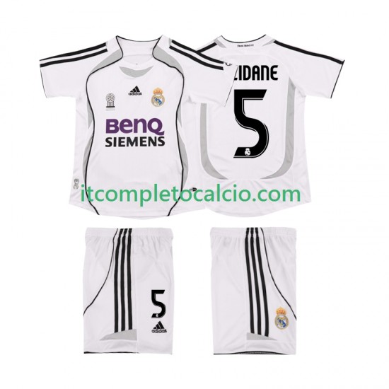 Maglia Real Madrid ZIDANE 5 2007 Retro Divisa Home 2006 Manica Corta ,Bambino