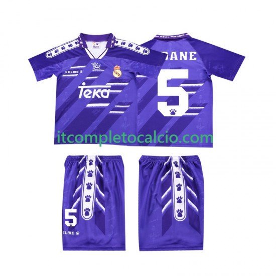 Maglia Real Madrid ZIDANE 5 1996 Retro Divisa Away 1994 Manica Corta ,Bambino