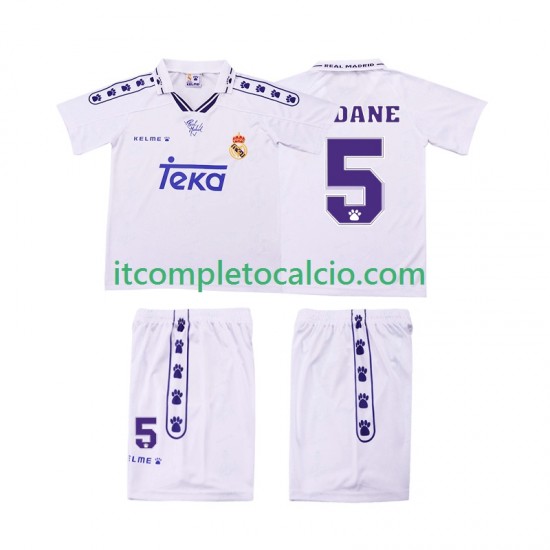 Maglia Real Madrid ZIDANE 5 1996 Retro Divisa Home 1994 Manica Corta ,Bambino
