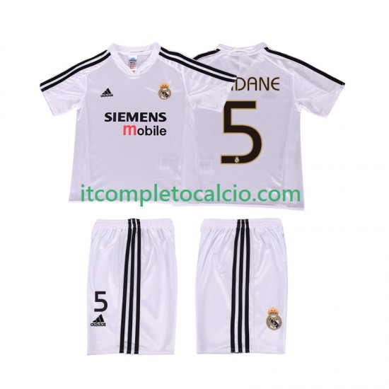 Maglia Real Madrid ZIDANE 5 5 Retro Divisa Home 2004 2002 Manica Corta ,Bambino