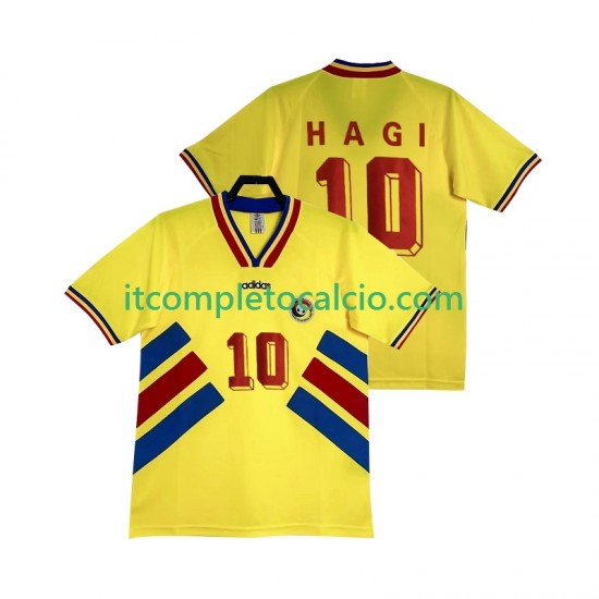 Maglia Romania Hagi 10 Retro Divisa Home 1994 Manica Corta ,Uomo