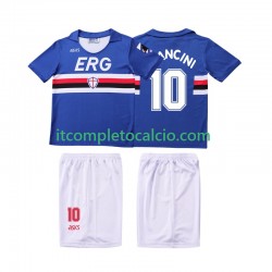 Maglia Sampdoria MANCINI 10 1990 1991 Retro Divisa Home Manica Corta ,Bambino