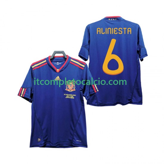Maglia Spagna Andres Iniesta 6 Retro Divisa Away 2010 Manica Corta ,Uomo