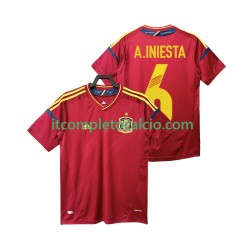 Maglia Spagna Andres Iniesta 6 2012 Retro Divisa Home Manica Corta ,Uomo