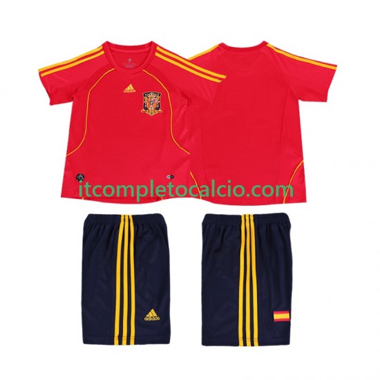 Maglia Spagna Retro Divisa Home 2008 Manica Corta ,Bambino