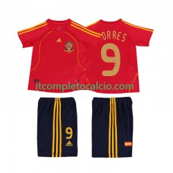 Maglia Spagna TORRES 9 Retro Divisa Home 2008 Manica Corta ,Bambino