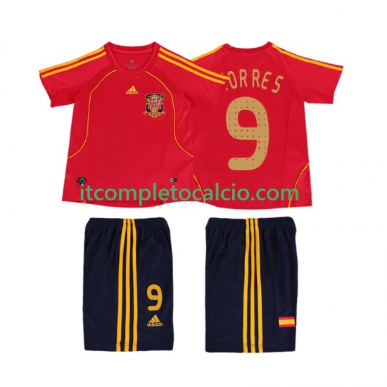 Maglia Spagna TORRES 9 Retro Divisa Home 2008 Manica Corta ,Bambino