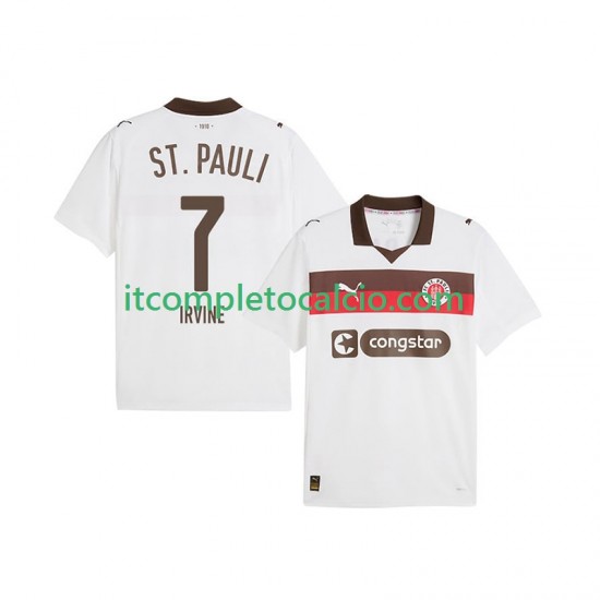 Maglia St. Pauli Jackson Irvine 7 Divisa Away 2025-2026 Manica Corta ,Uomo
