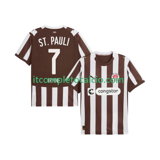 Maglia St. Pauli Jackson Irvine 7 Divisa Home 2025-2026 Manica Corta ,Uomo