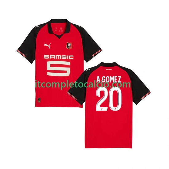 Maglia Stade Rennais Andres Gomez 20 Divisa Home 2025-2026 Manica Corta ,Uomo