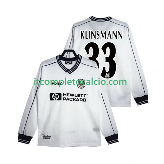 Maglia Tottenham Hotspur KLINSMANN 33 1997 Retro Divisa Home 1999 Manica Lunga ,Uomo