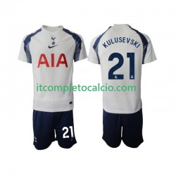 Maglia Tottenham Hotspur Kulusevski 21 Divisa Home 2025-2026 Manica Corta ,Bambino