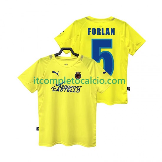 Maglia Villarreal CF FORLAN 5 2005 Retro Divisa Home 2006 Manica Corta ,Uomo