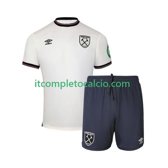 Maglia West Ham United Divisa Away 2025-2026 Manica Corta ,Bambino
