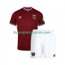 Maglia West Ham United Divisa Home 2025-2026 Manica Corta ,Bambino